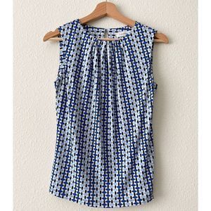 Calvin Klein Blue/White Geometric Sleeveless Blouse size XS